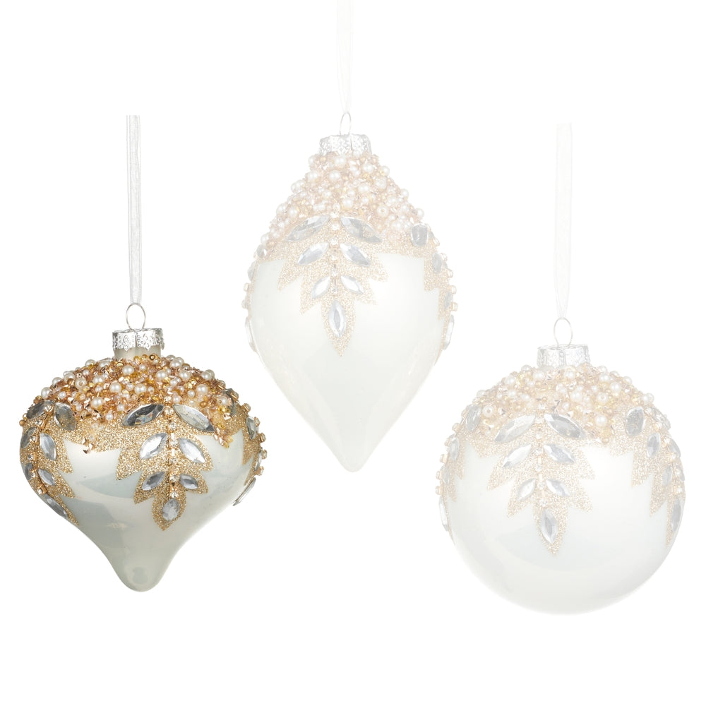 Raz Imports White Gem Encrusted Ornament