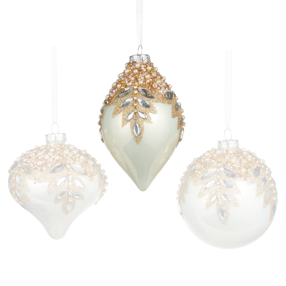 Raz Imports White Gem Encrusted Ornament