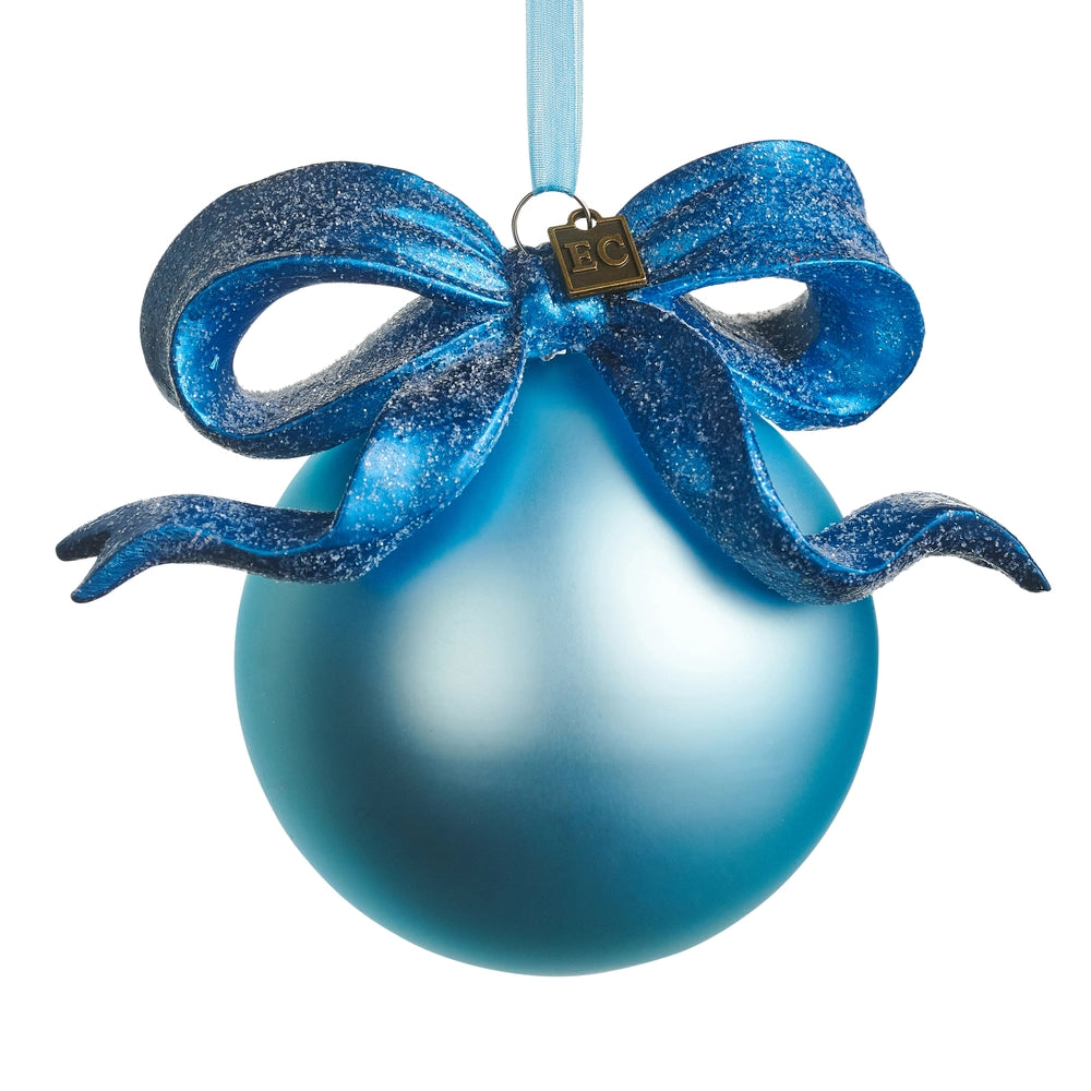 Raz Imports EC 5.5" Blue Ribbon Ball Ornament