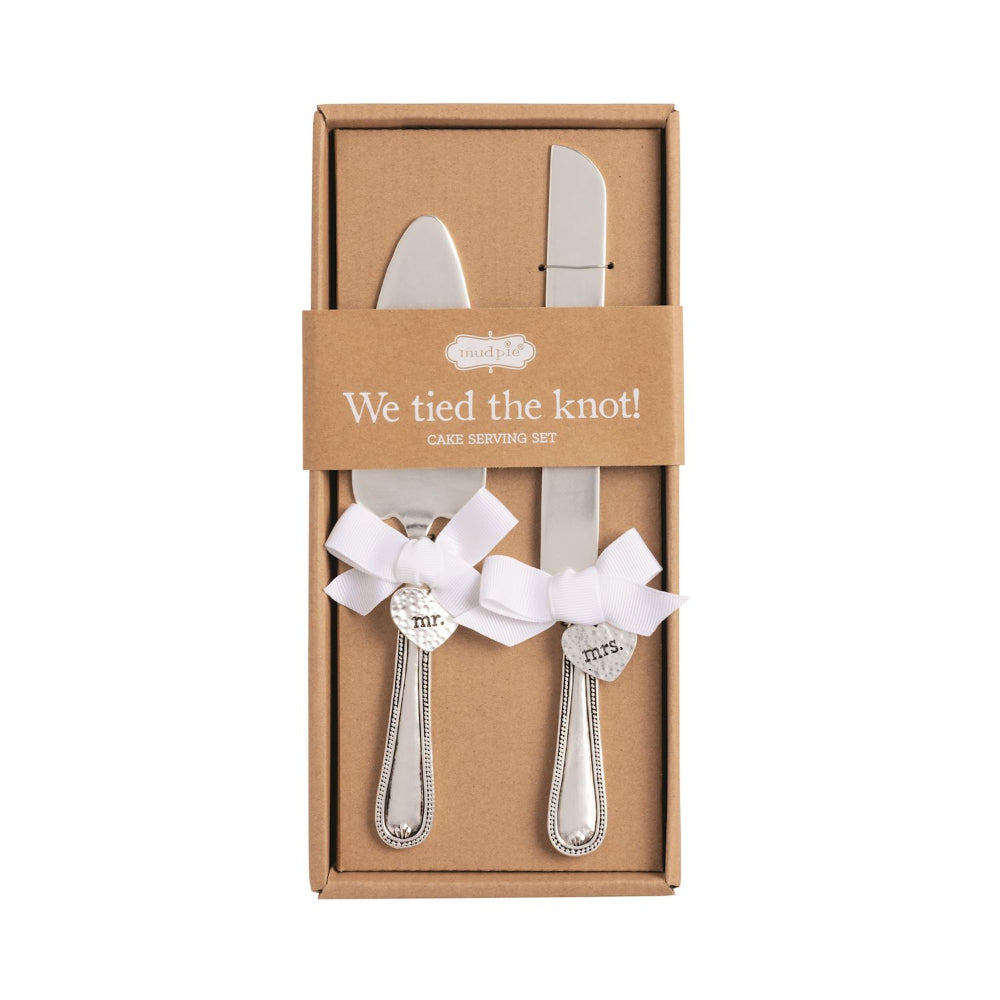 Mud Pie Mr. & Mrs. Charm Cake Server Set