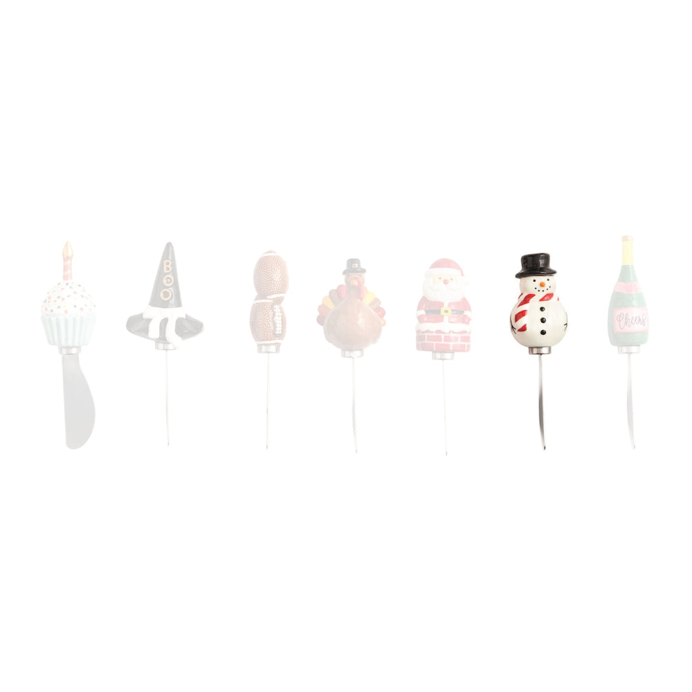 Snowman topped spreader on a white backround.