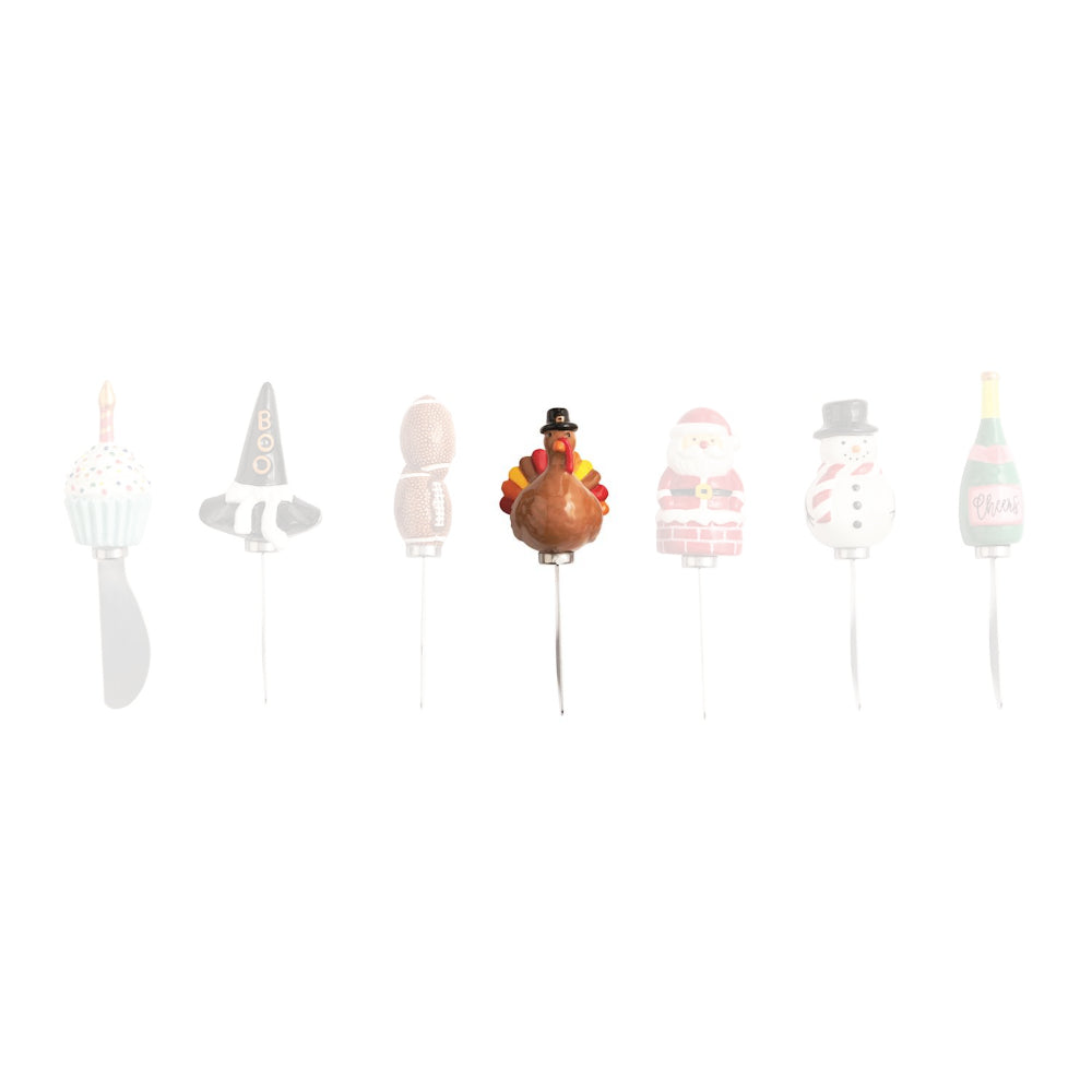 Turkey topped spreader on a white backround.