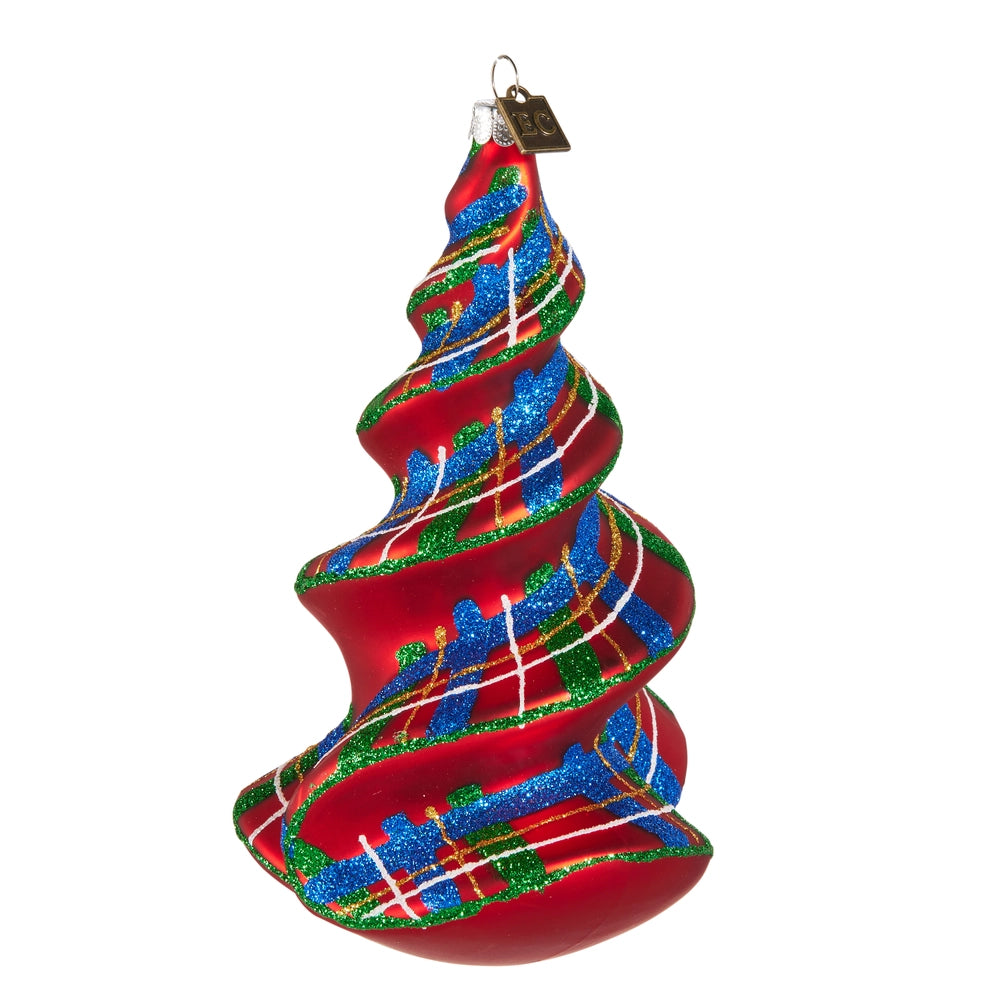 Raz Imports EC 6.25 Tartan Spiral Tree Ornament