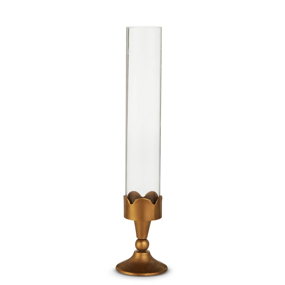 Raz Imports 16.25" Gold Scalloped Hurricane Candlestick