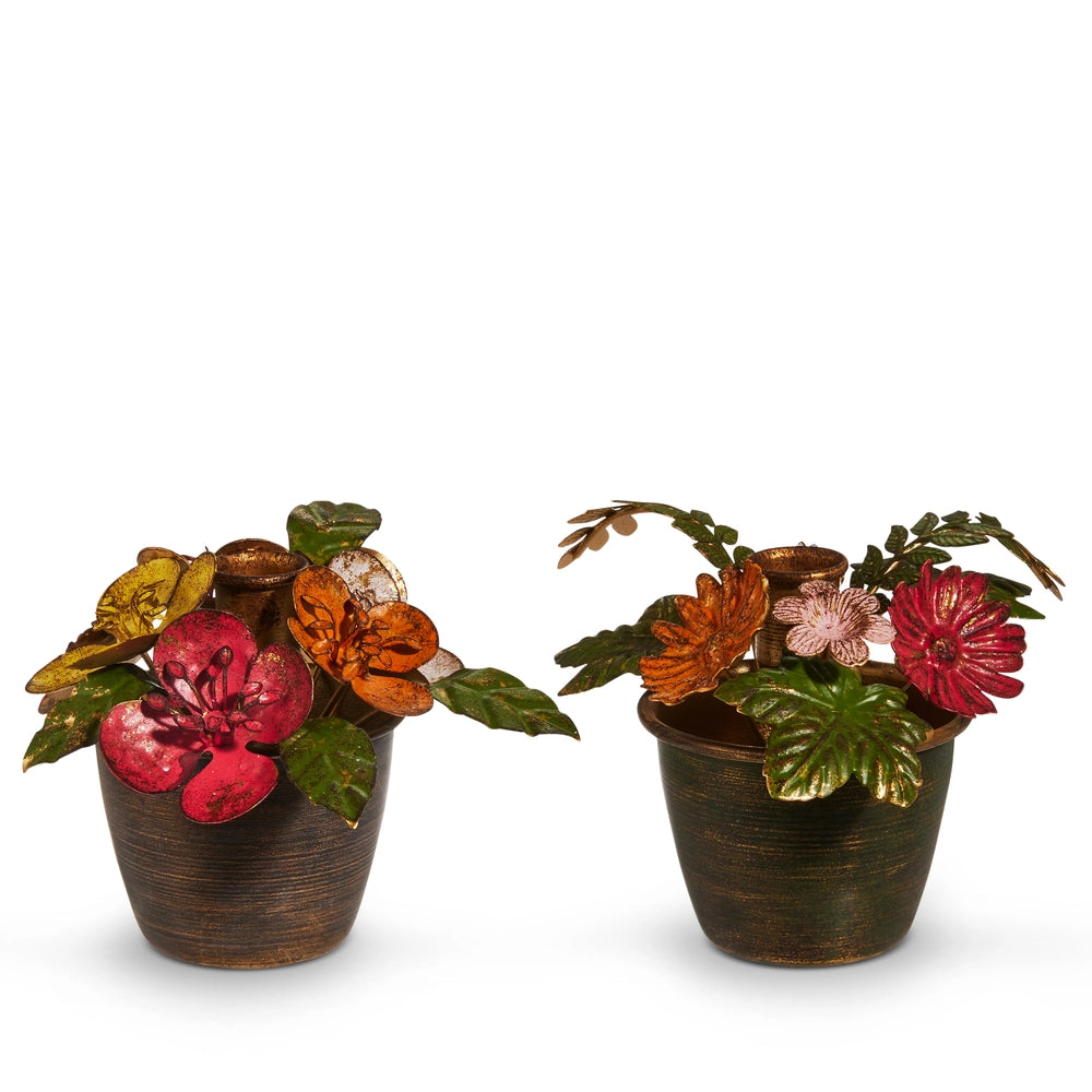 Raz Imports 6" Potted Floral Candle Holder