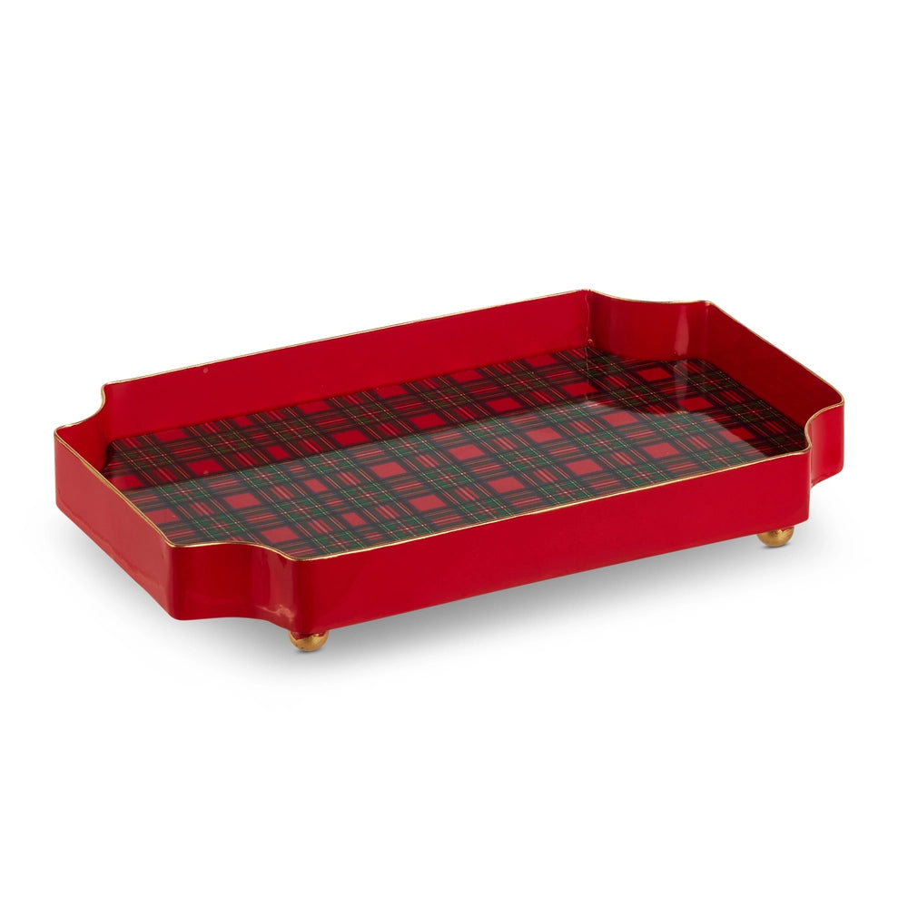 Red and plaid Christmas tray
