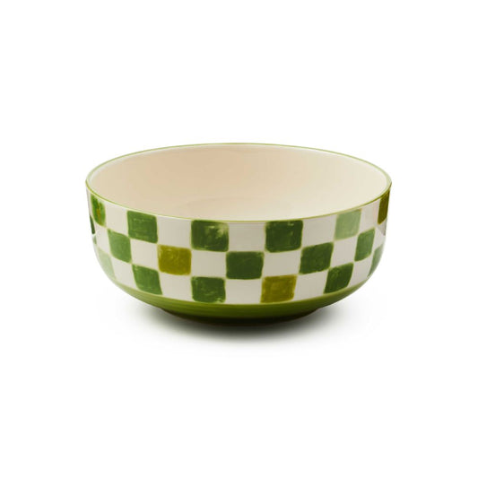 MacKenzie-Childs Green Check Serving Bowl