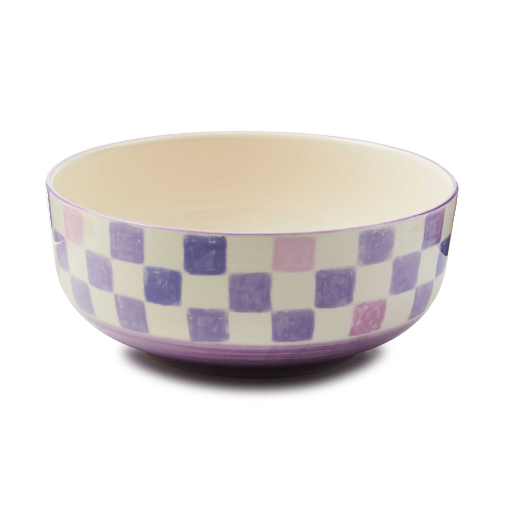Mackenzie-Childs Lilac Check Serving Bowl