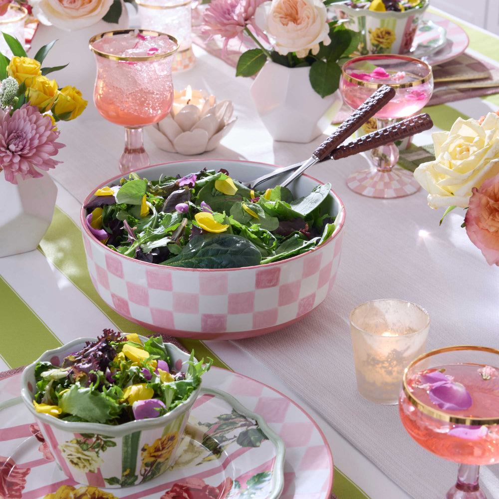 Mackenzie-Childs Pink Check Serving Bowl