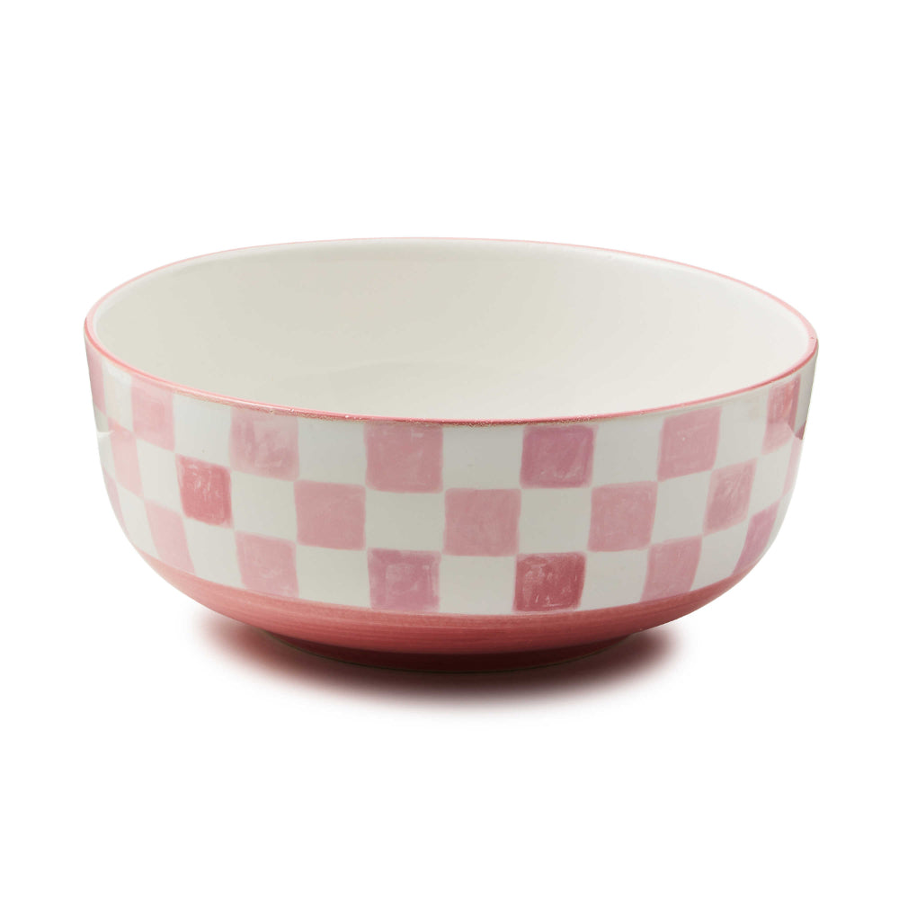 Mackenzie-Childs Pink Check Serving Bowl
