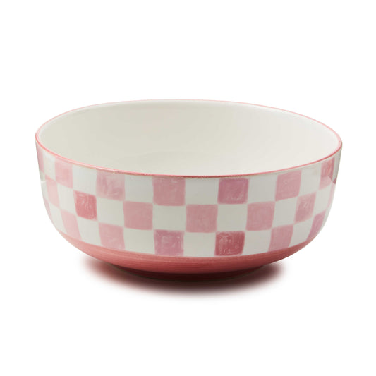 Mackenzie-Childs Pink Check Serving Bowl