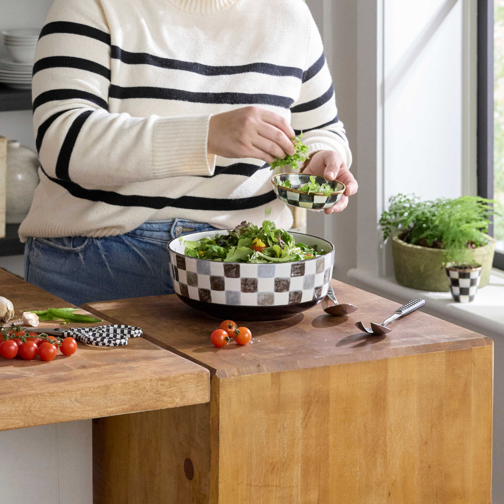 Mackenzie-Childs Black Check Serving Bowl