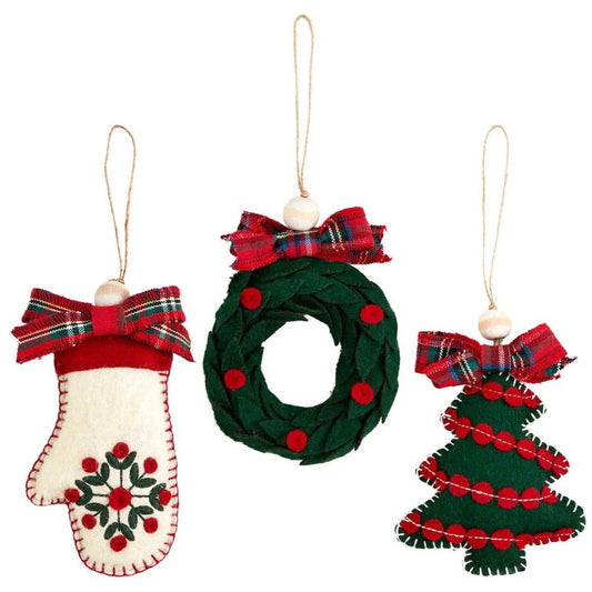 Mud Pie Tartan Bow Felt Ornament