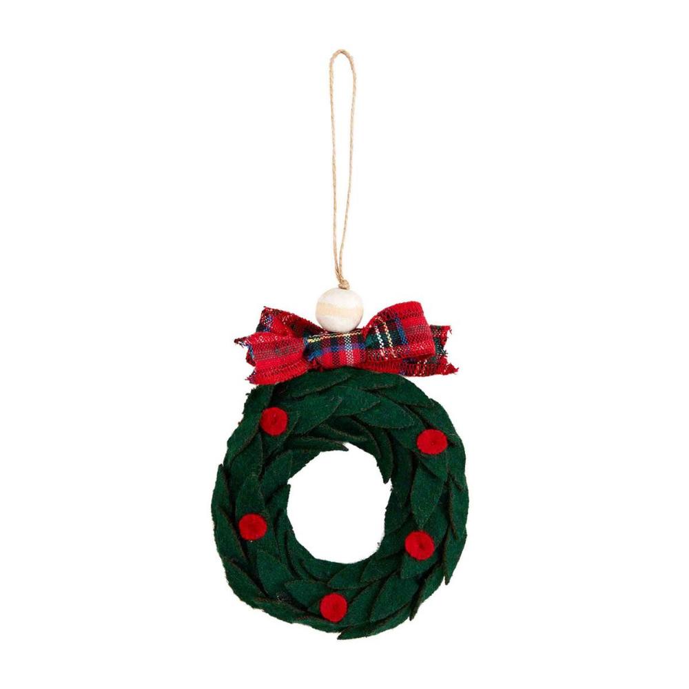 Mud Pie Tartan Bow Felt Ornament
