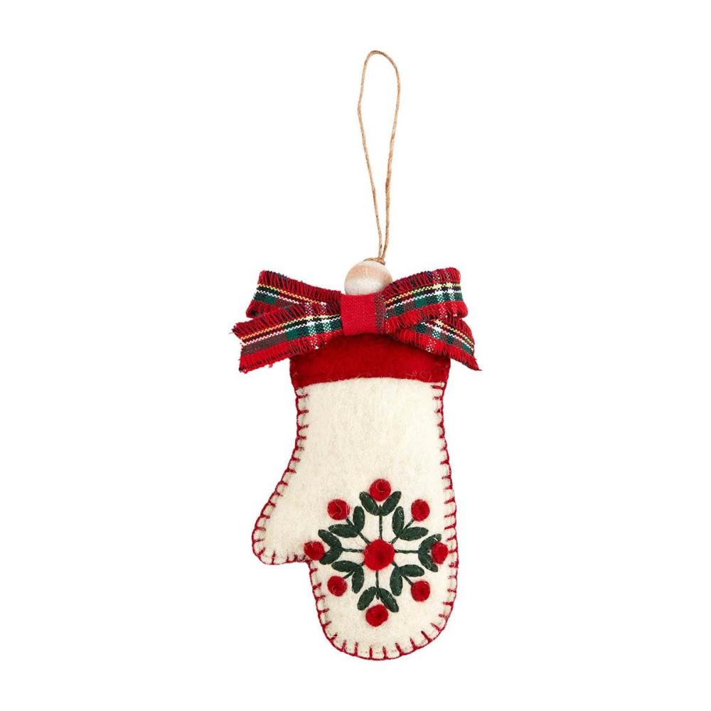 Mud Pie Tartan Bow Felt Ornament