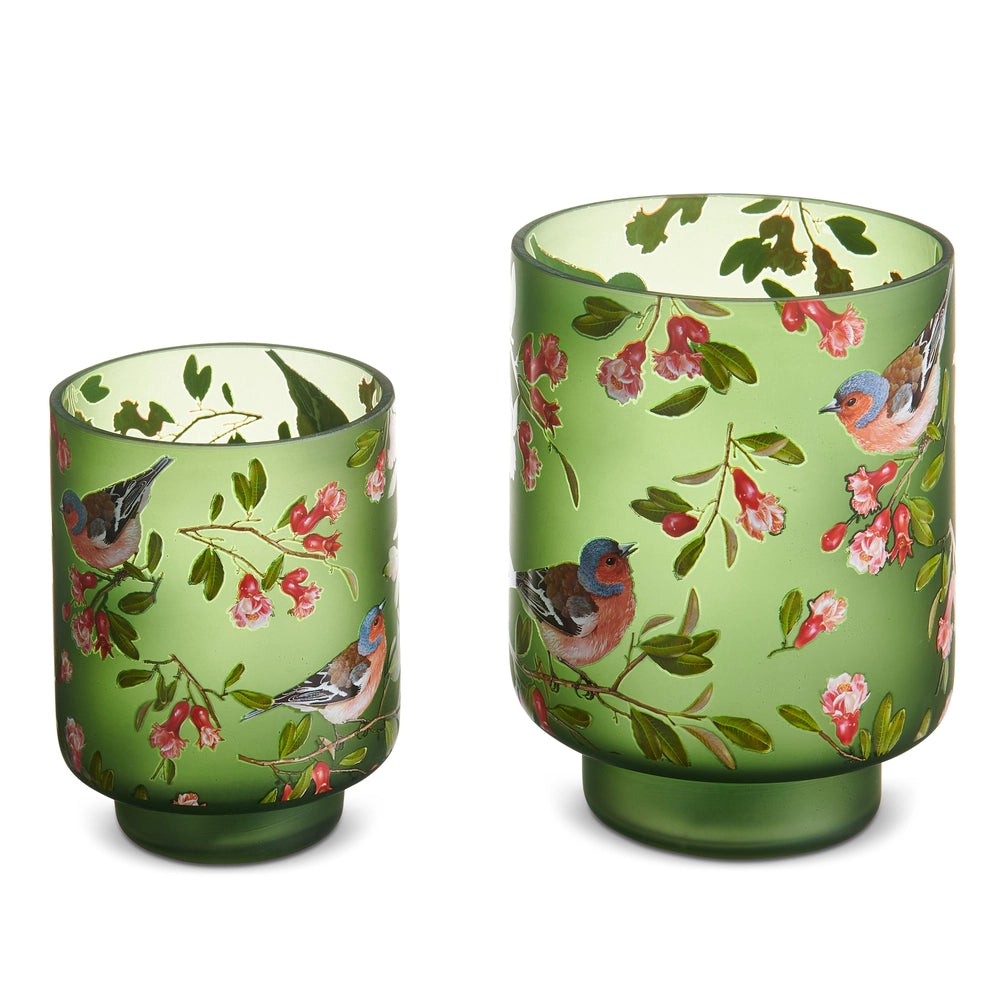 Raz Imports 6" Bird Floral Pattern Containers - Set of 2