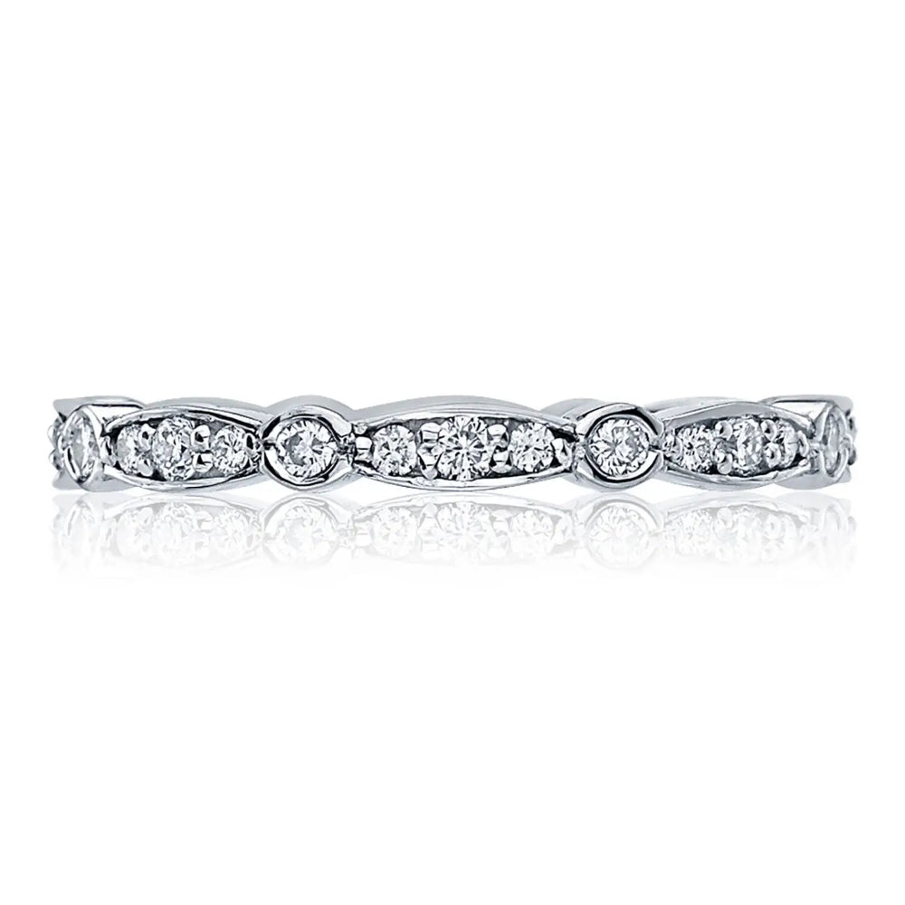 Tacori 18k Sculpted Crescent Marquise and Round Design Wedding Band