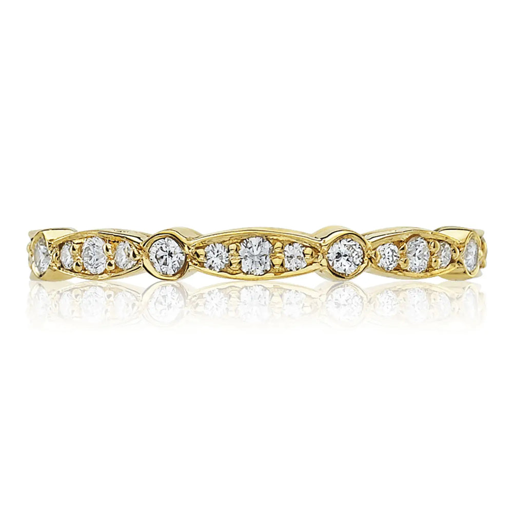 Tacori 18k Sculpted Crescent Marquise and Round Design Wedding Band