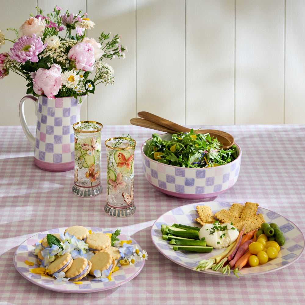 PIPPICHIC パープルチェック ミュール Mackenzie-Childs Lilac Check Pitcher – Smyth Jewelers