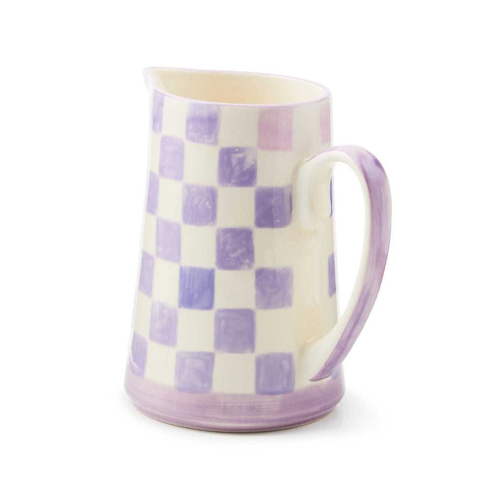 Mackenzie-Childs Lilac Check Pitcher