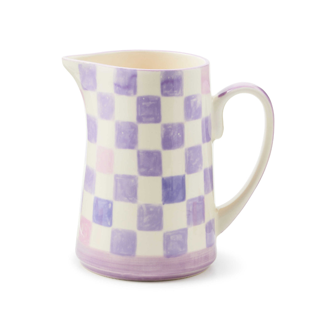 Mackenzie-Childs Lilac Check Pitcher
