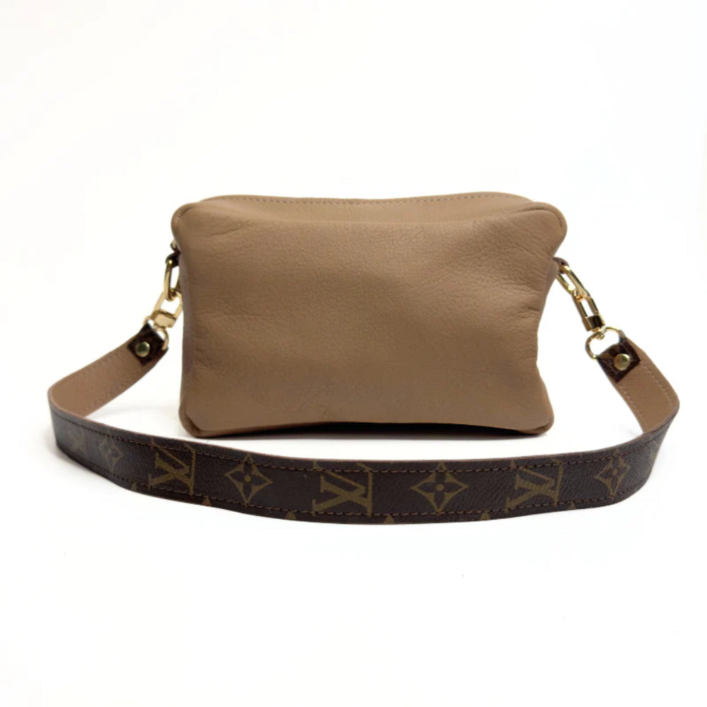 Beaudin Designs Val Shoulder Bag in Mocha Leather & Upcycled LV