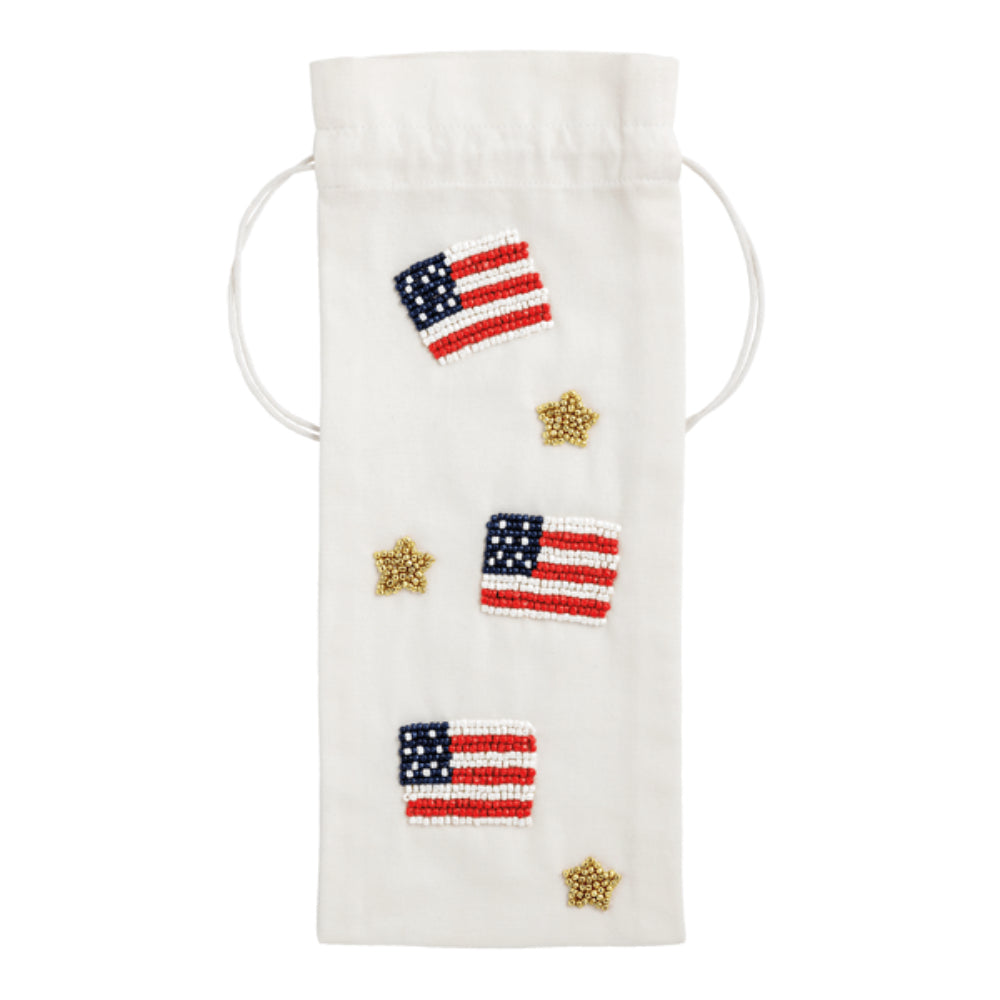 Mud Pie Americana Beaded Wine Bag