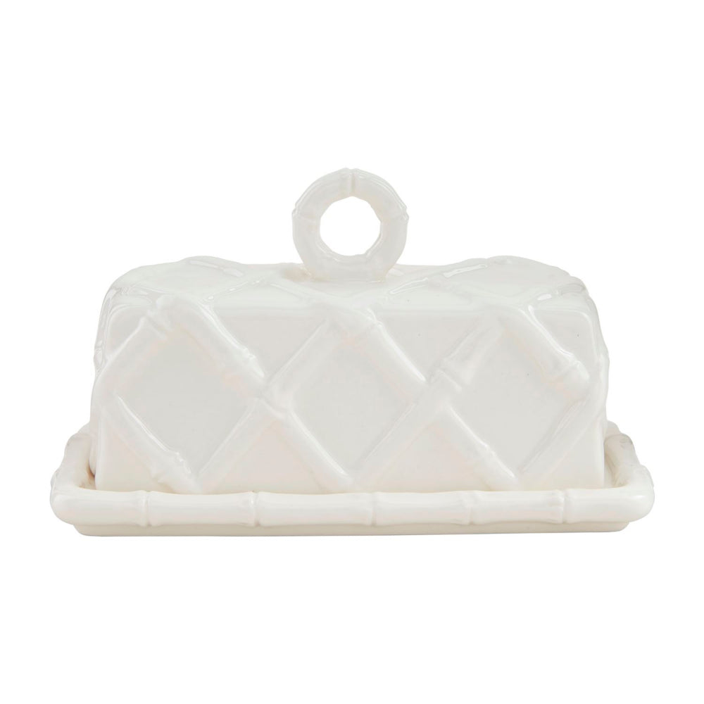 Mud Pie White Bamboo Butter Dish