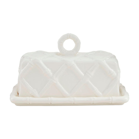 Mud Pie White Bamboo Butter Dish