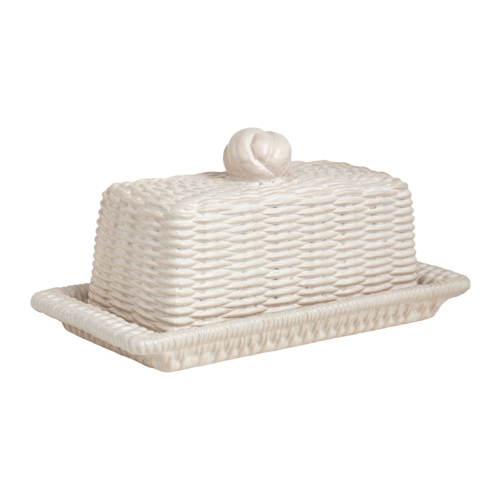 Mud Pie Woven Ceramic Butter Dish