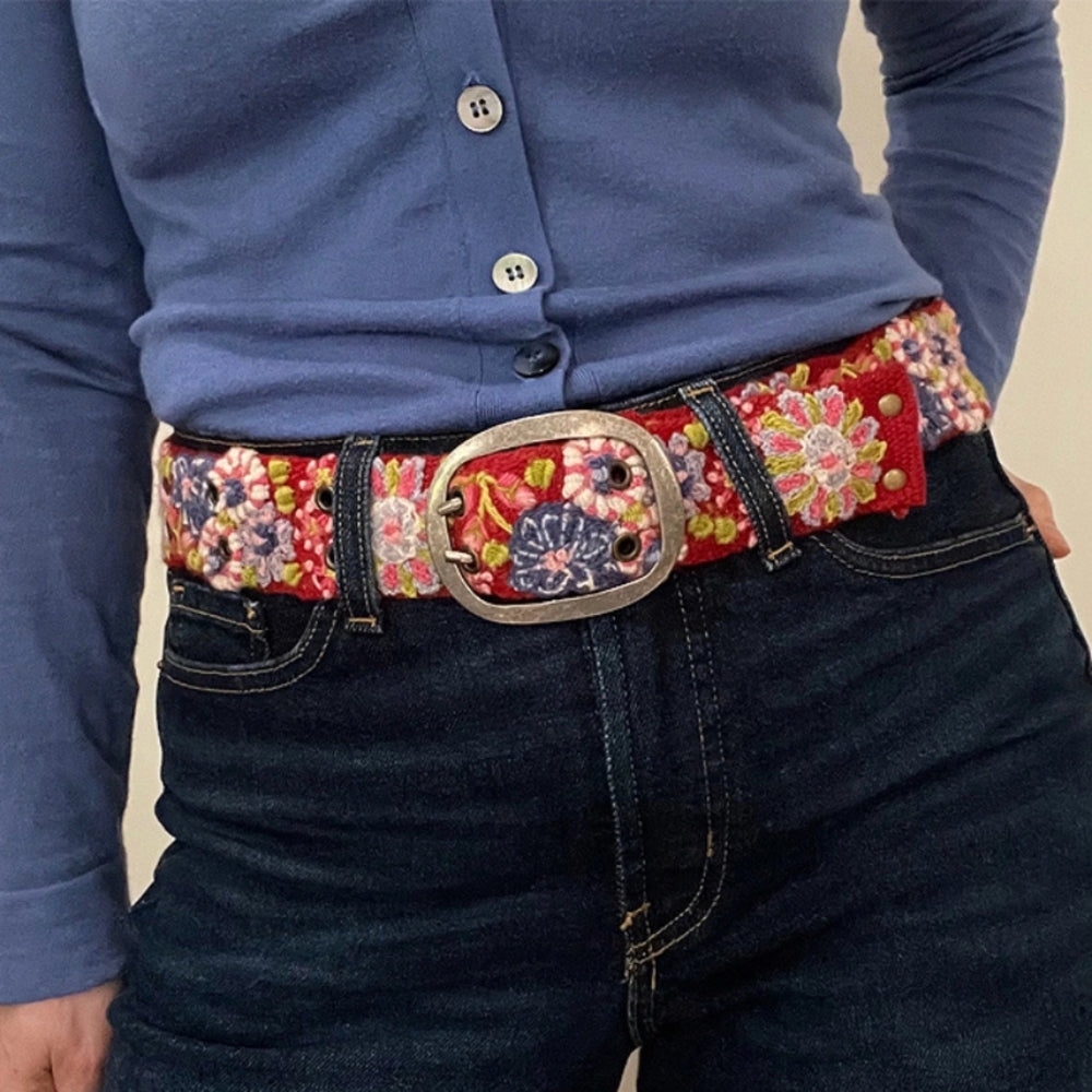 Jenny Krauss Teaberry Embroidered Wool Belt