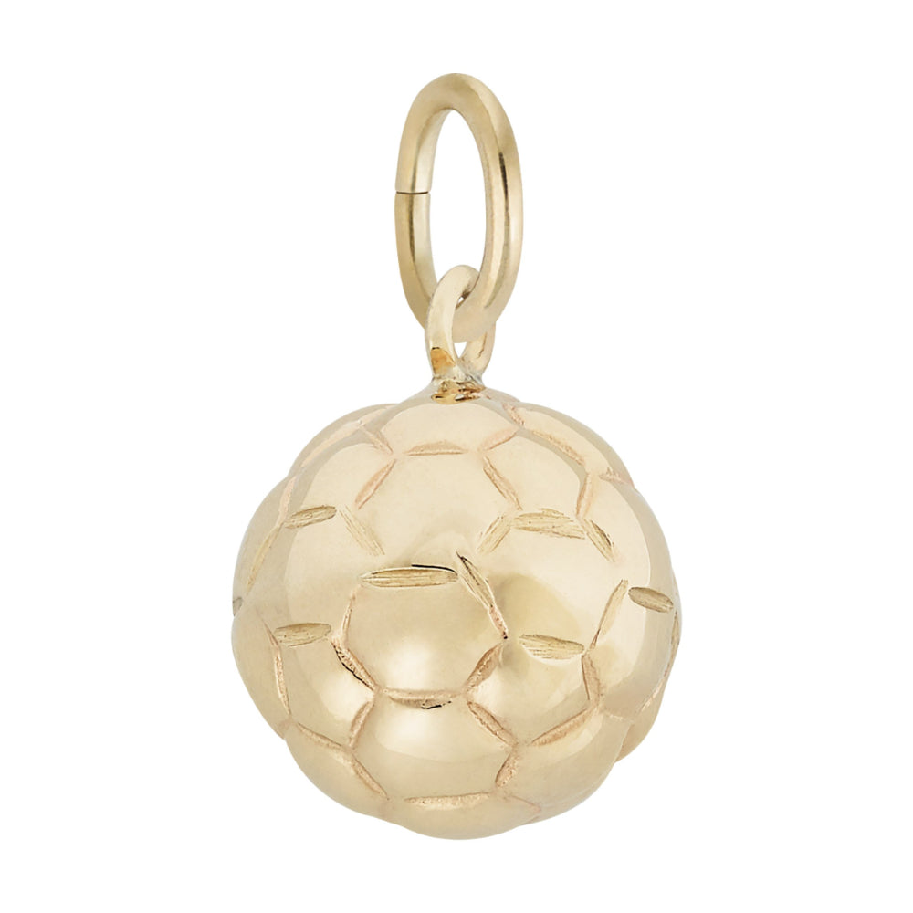 Reverse side of Gold soccer ball on a white background 