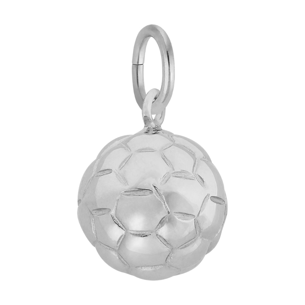 Reverse side of Silver soccer ball on a white background 