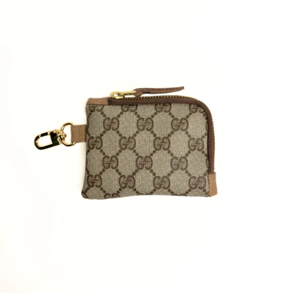 Beaudin Designs Penny Keychain Wallet in Mocha Leather & Upcycled GG