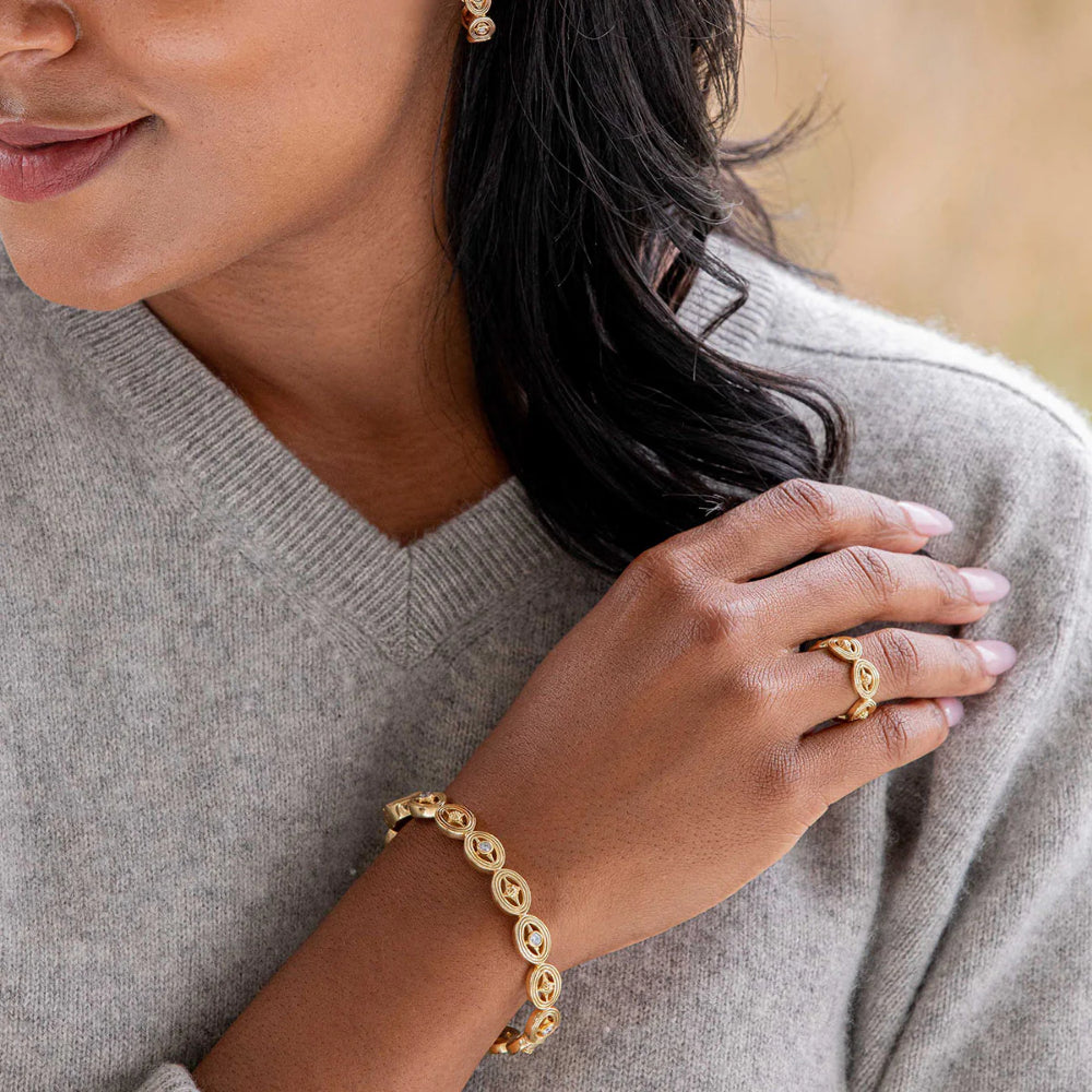 Capucine De Wulf Monique Hinged Bangle - Clear Cubic Zirconia