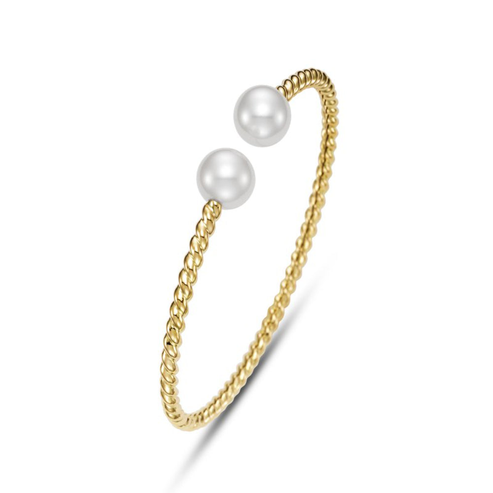 Mastoloni 18k Gold Flexible Cuff Pearl Bracelet