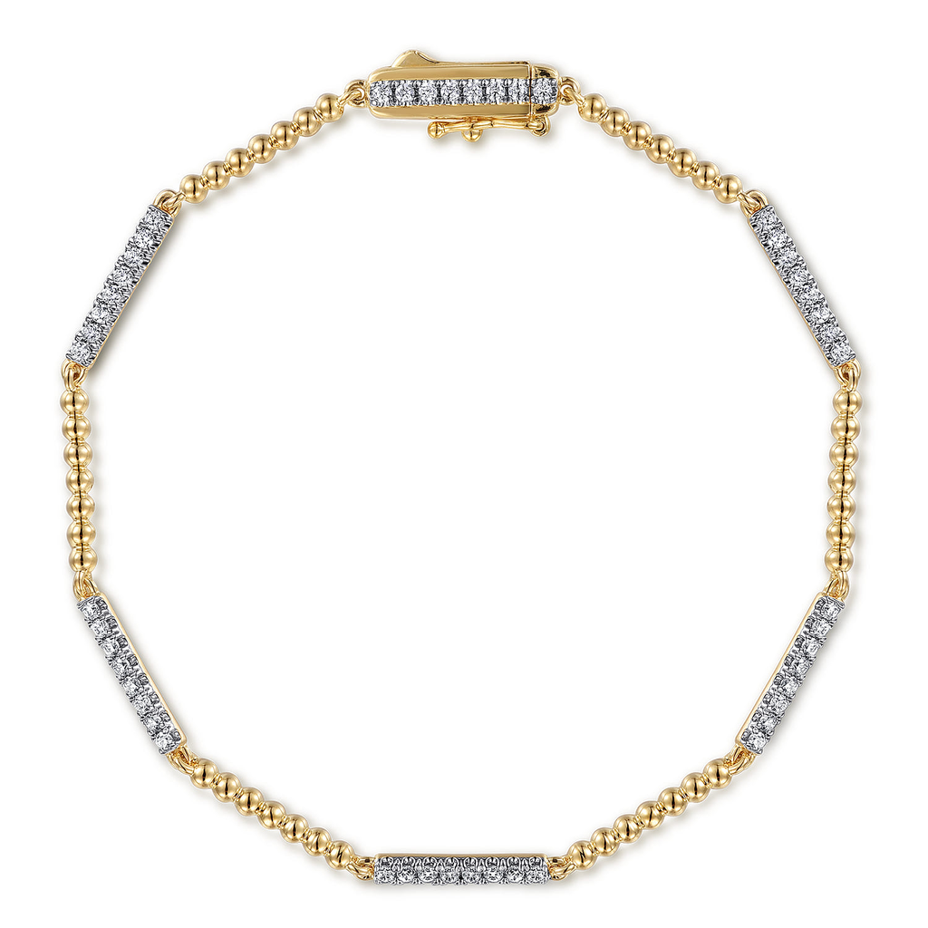 Gabriel & Co. 14k Yellow Gold Bujukan Collection Beaded Diamond Bracelet
