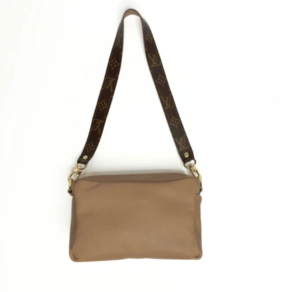 Beaudin Designs Val Shoulder Bag in Mocha Leather & Upcycled LV