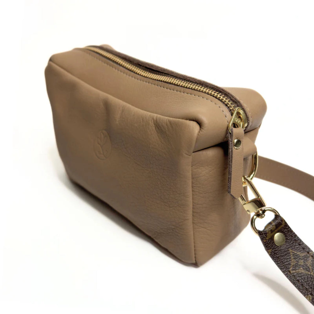 Beaudin Designs Val Shoulder Bag in Mocha Leather & Upcycled LV