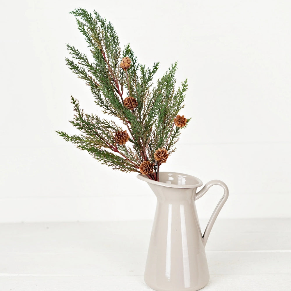 Holiday Depot 24in Spray-Dark Green Country Cypress Pine With Pine Cone