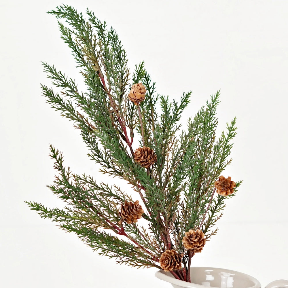 Holiday Depot 24in Spray-Dark Green Country Cypress Pine With Pine Cone