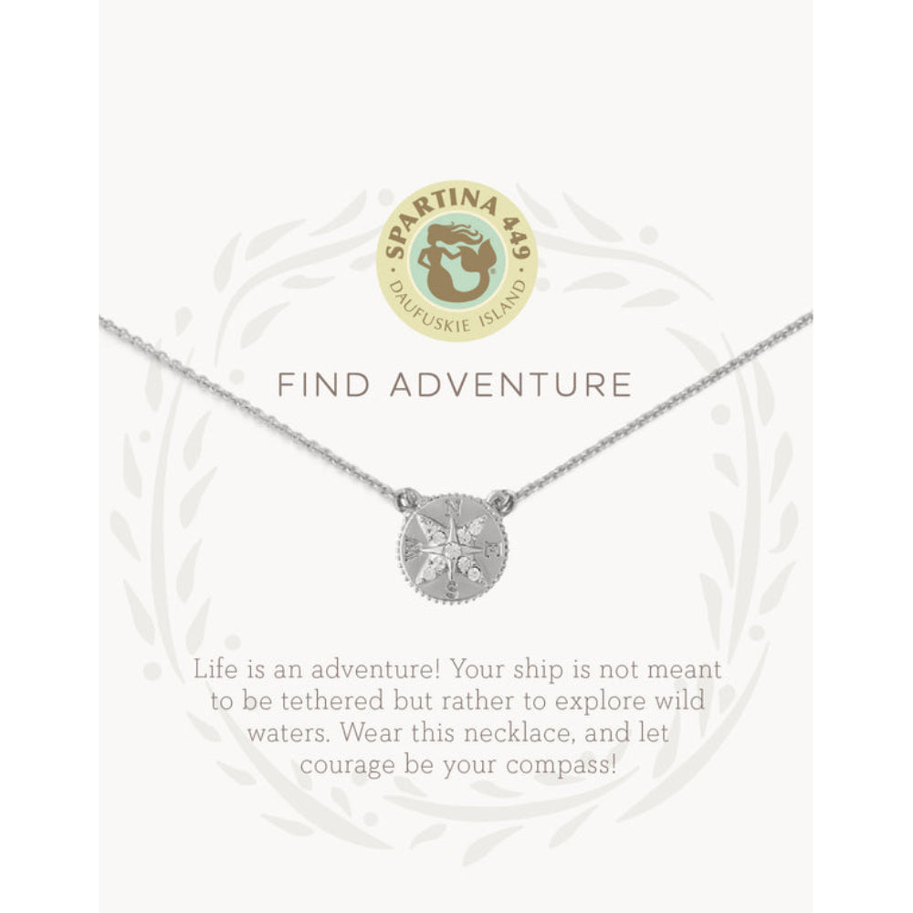 Spartina Sea La Vie Necklace 18" Adventure/Compass - Silver