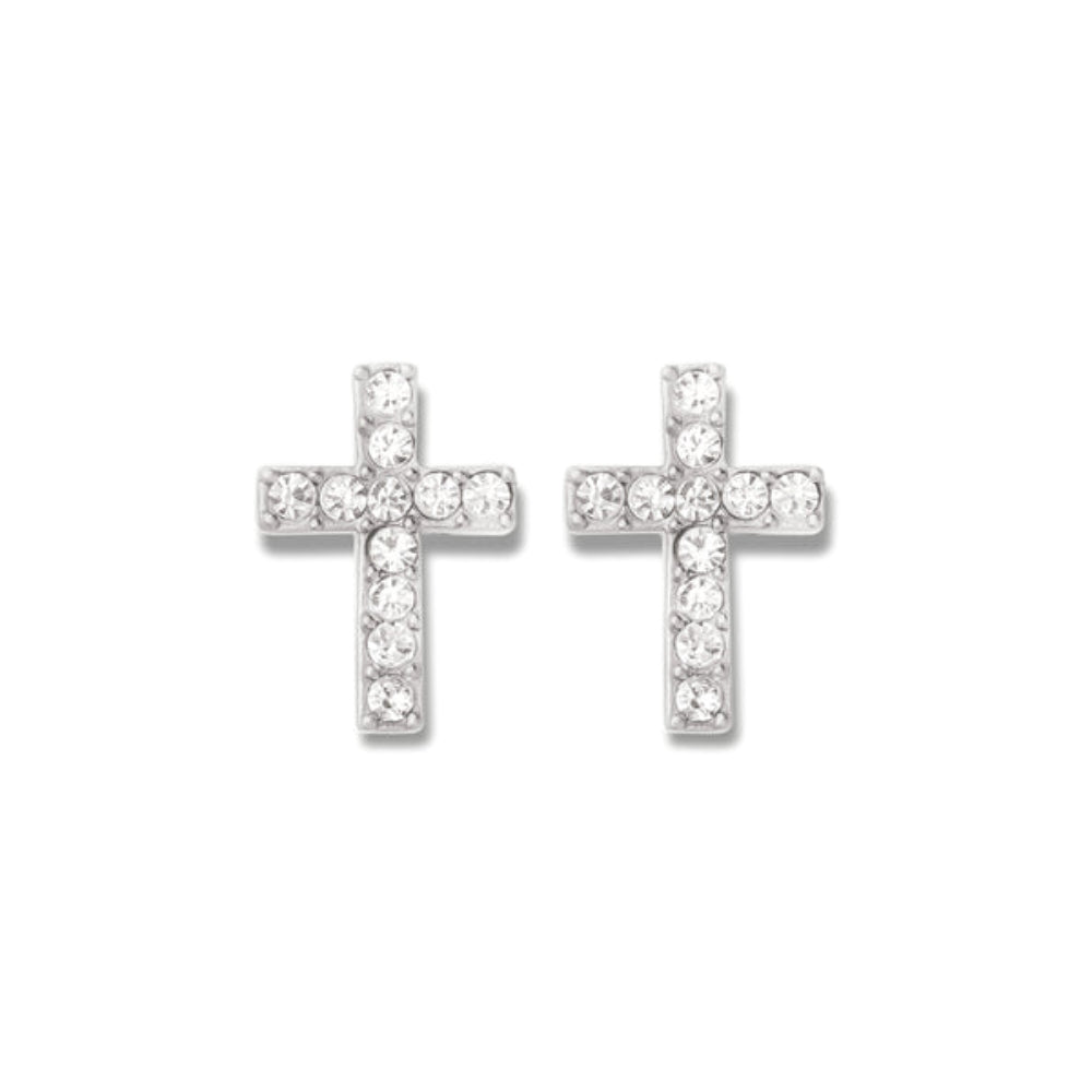 Spartina Sea La Vie Stud Earrings Have Faith/Cross - Silver