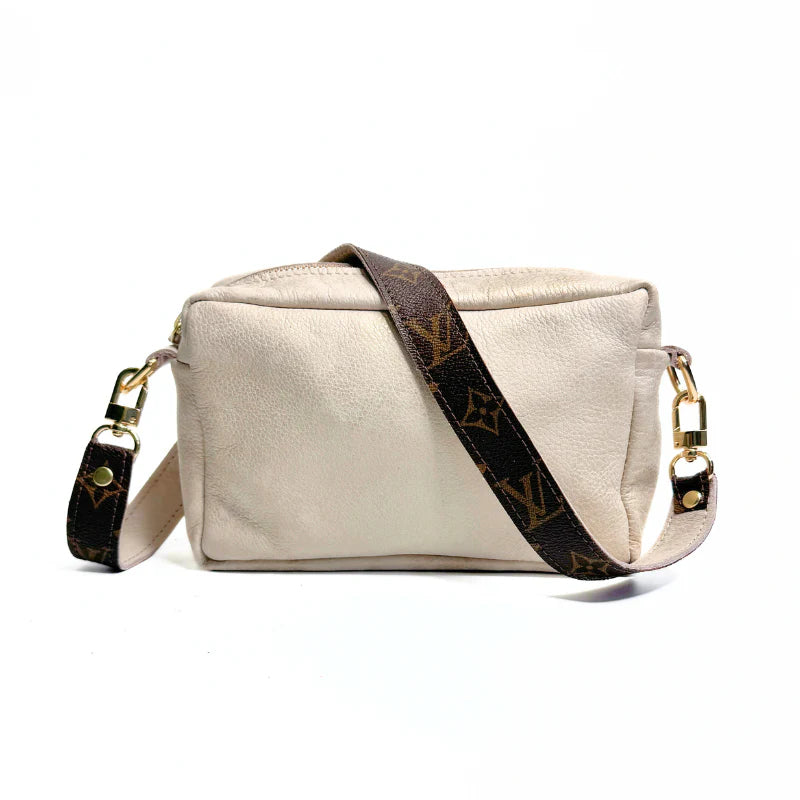 Beaudin Designs Val Shoulder Bag in Stone Leather & Upcycled LV
