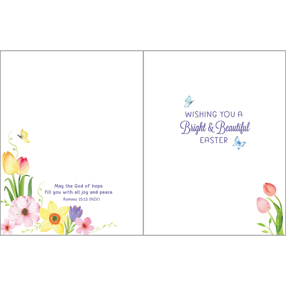 Gina B Designs Easter Greeting Card with Scripture - Spring Flower Wreath