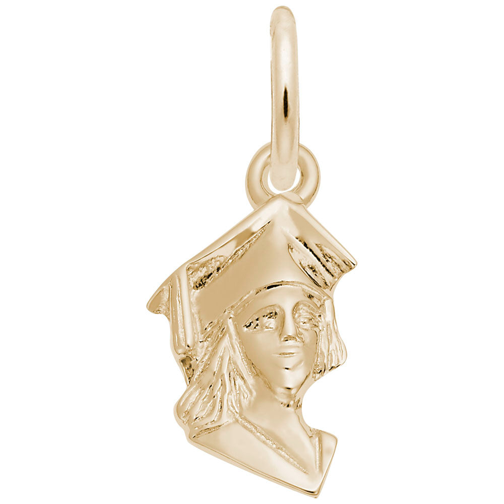 Gold Female Graduate Bust Charm on a white background