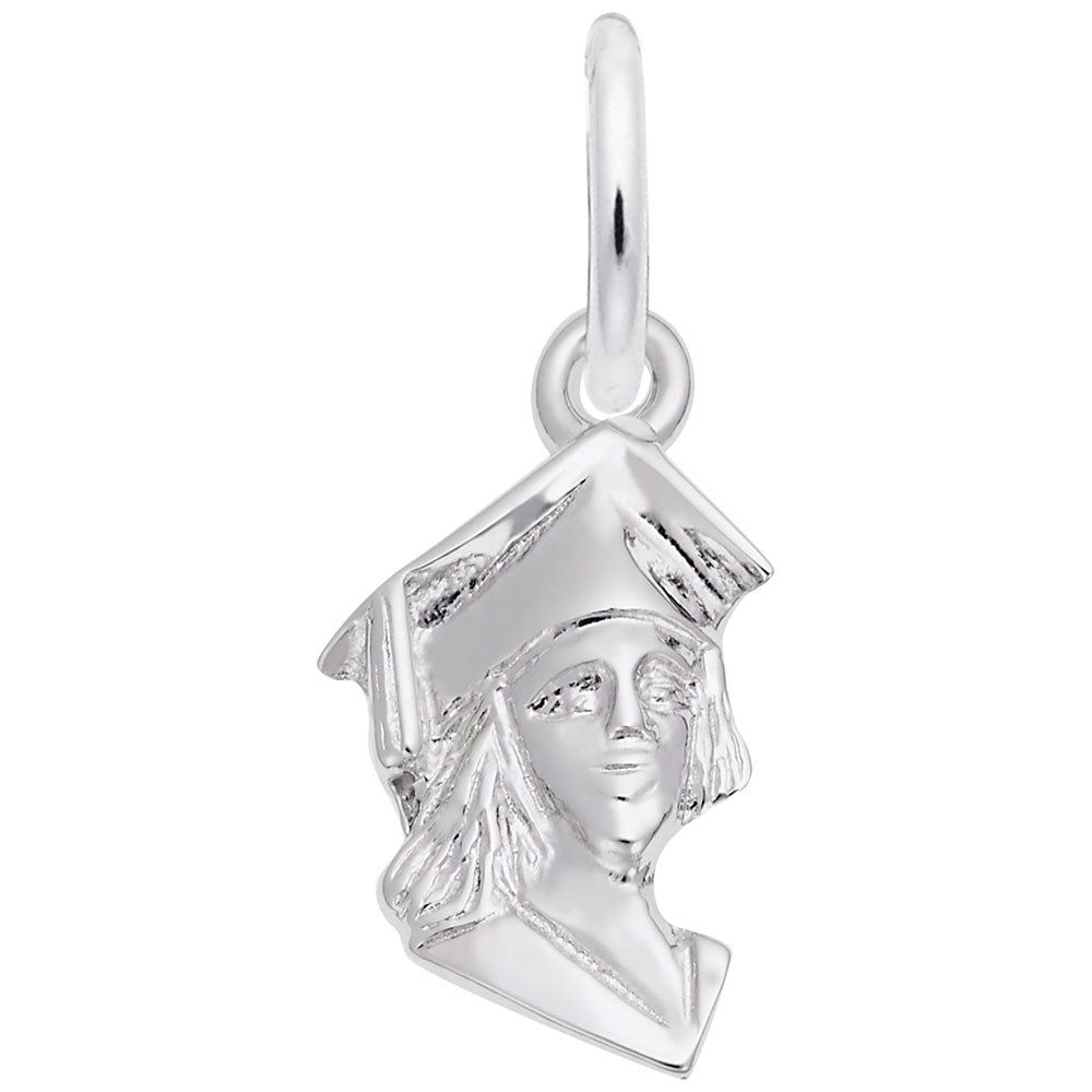 Silver Female Graduate Bust Charm on a white background