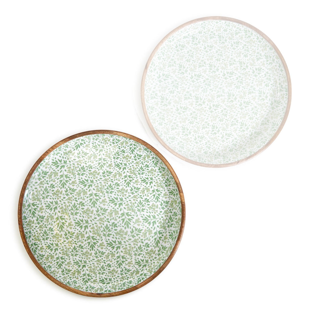 Two's Company Countryside Hand-Crafted Wood Round Tray (In Store Pick Up)