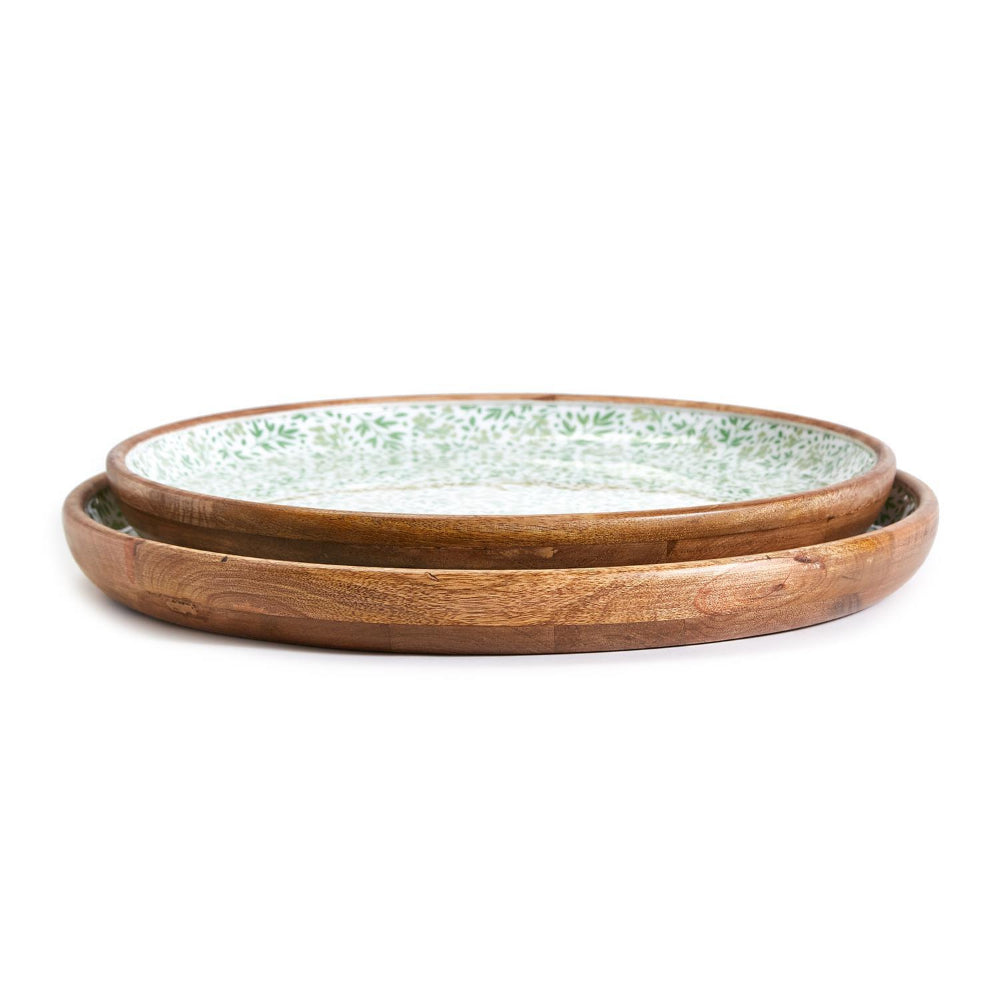 Two's Company Countryside Hand-Crafted Wood Round Tray (In Store Pick Up)