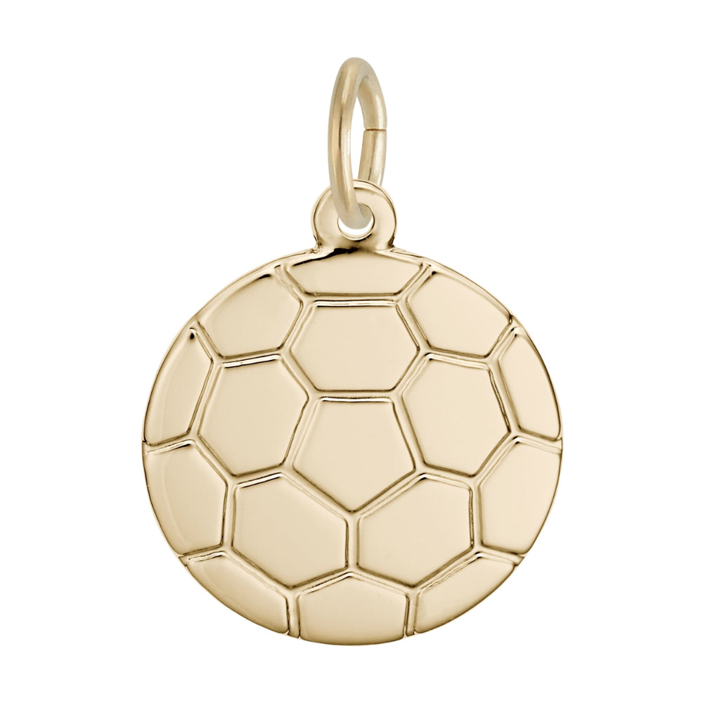 Flat gold soccer ball charm